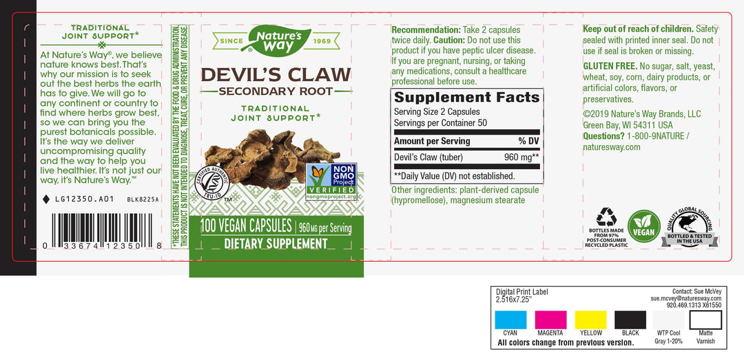 Nature&#39;s Way, Devil&#39;s Claw, Secondary Root, 480 mg, 100 Vegetarian Capsules