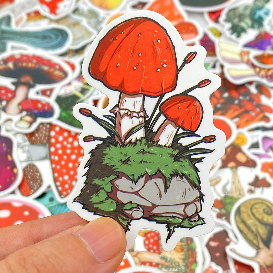 100 Pcs Aesthetic Mushroom Stickers, Waterproof Vinyl Mushroom Decor for Water Bottle, Laptop, Car, Journaling, Phone