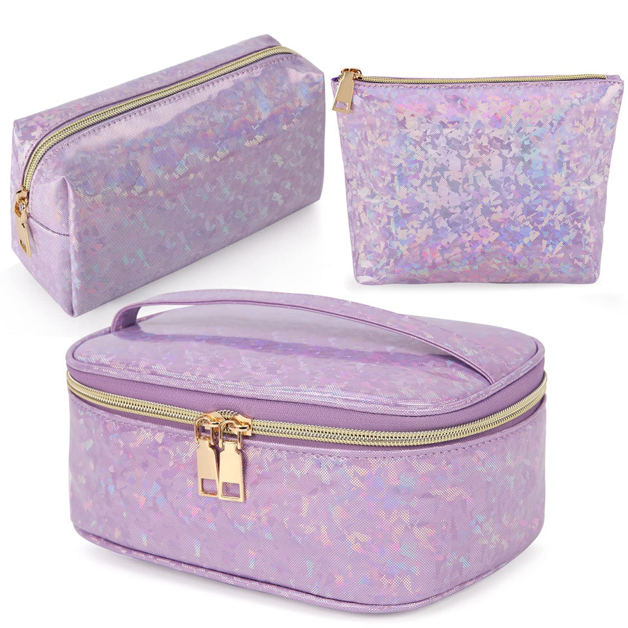 Lubardy Makeup Bag Leather Cosmetic Bag Waterproof Make
