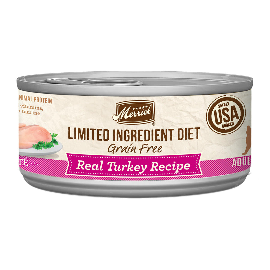 Limited Ingredient Diet Premium Grain Free And Natural Canned Pate Wet Cat Food, Turkey Recipe - (Pack of 24) 5 oz. Cans