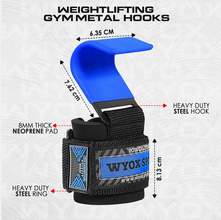 Weight Lifting Hooks for Men &amp; Women (Pair) - 7 mm Thick Wrist Padding - Weight Lifting Grips for Powerlifting, Shrugs, Rows &amp; Deadlift Support - Gym Lifting Straps with Pull Up Hooks