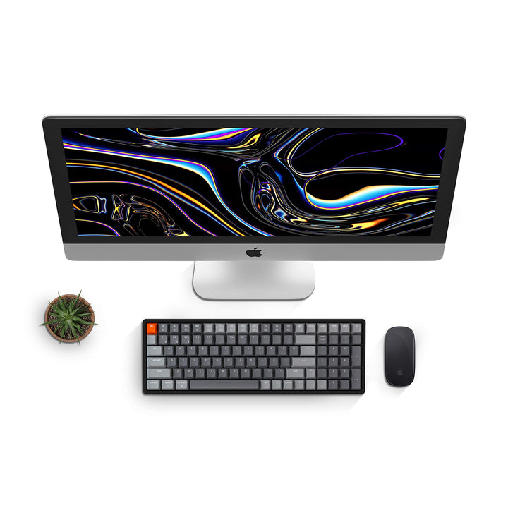 K4 96% Layout 100 Keys Wireless Bluetooth 5.1/Wired USB Mechanical Gaming Keyboard with Gateron G Pro Red Switch White LED Backlight N-Key Rollover for Mac Windows PC-Version 2