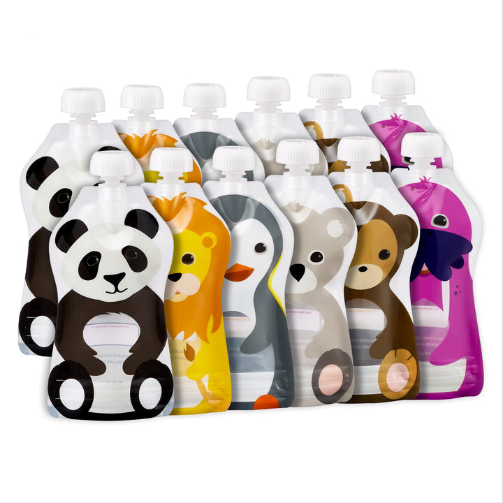 Squooshi Reusable Baby Food Pouches for Toddlers | BPA Free Plastic, Food Safe, Freezer Safe | Refillable for Applesauce Yogurt &amp; Puree Squeeze Pouch