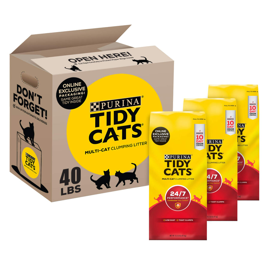 Purina Clumping Cat Litter, 24/7 Performance, Clay Cat Litter, Recyclable Box - (Pack of 3) 13.33 lb. Bags