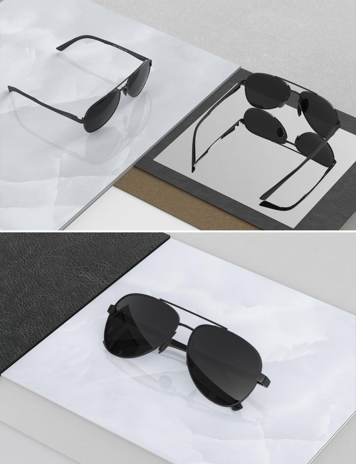 Aviator Sunglasses for Men Women Polarized - Silver Frame Blue Lens Mirrored Driving uv 400 Protection