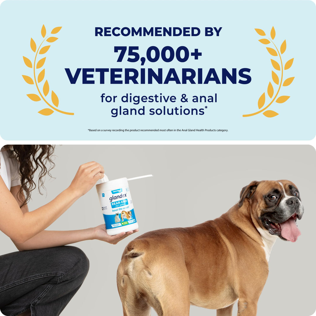 Labs Glandex Dog Wipes for Pets Cleansing &amp; Deodorizing Anal Gland Hygienic Dog &amp; Cat Wipes with Vitamin E, Skin Conditioners and Aloe (75ct)