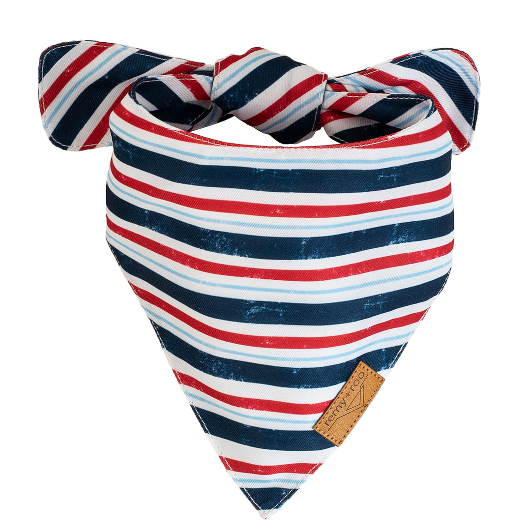 Dog Bandanas - 2 Pack | Stars+Stripes Set | Premium Durable Fabric | Unique Shape | Adjustable Fit | Multiple Sizes Offered | (Large)