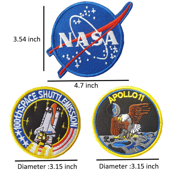 NASA Patches 6 Pieces,Embroidered Iron On/Sew On Space Patches,US Flag Patch (Iron on/Heat Transfer Backing) 1