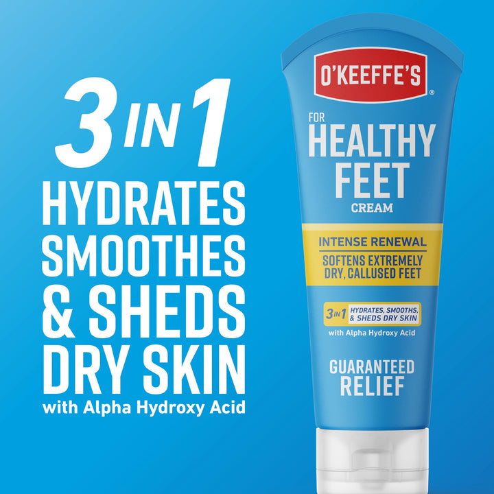O&#39;Keeffe&#39;s Healthy Feet Intense Renewal Cream with Alpha Hydroxy Acid; Softens and Exfoliates Extremely Dry; Callused Feet; 3oz Tube (Pack of 1)