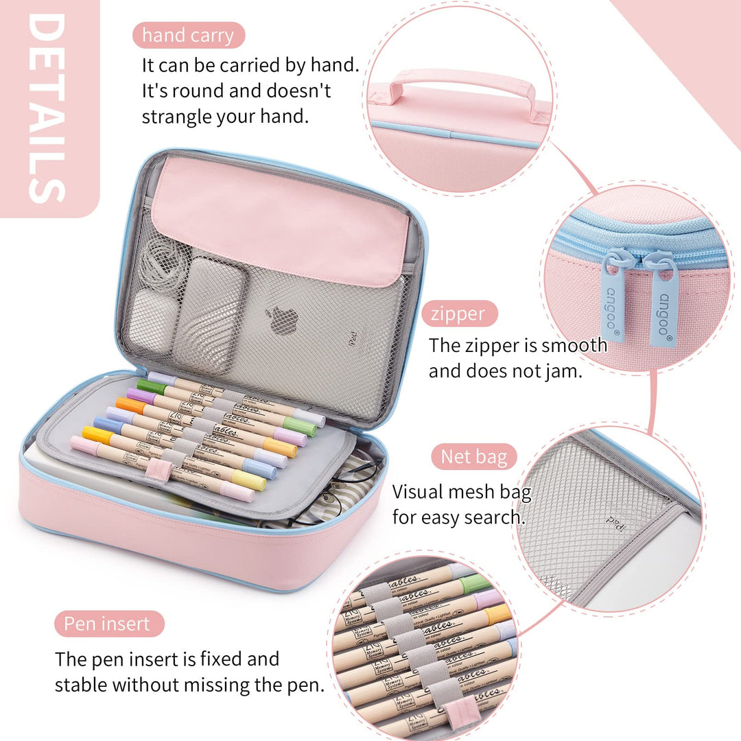 bible case for women bible cover for men Multi-Functional Stationery Zipper Pencil ipad case 11 inch Pencil Bags planner accessories for Travel School Office Pink xl