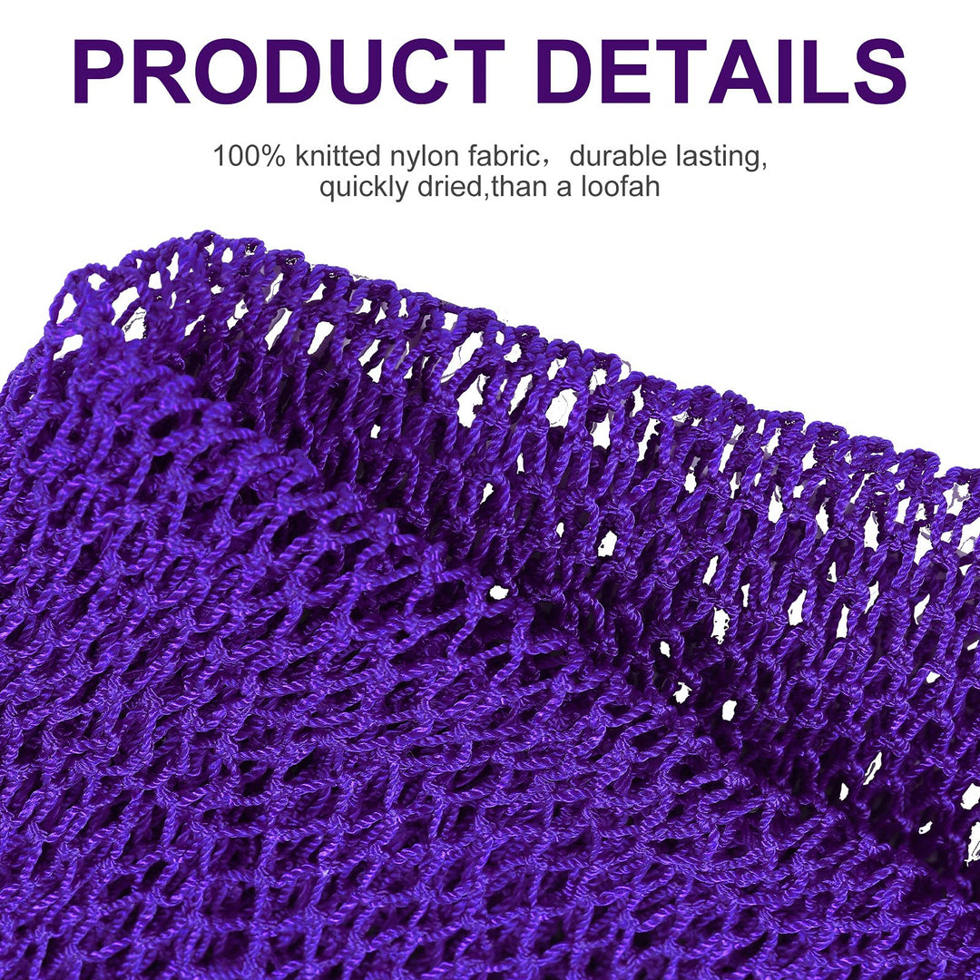 2 Pieces African Exfoliating Net Bath Sponge African Net Long Back Scrubber Body Shower Scrubber Back Scrubber Skin Smoother for Daily Use or Stocking Stuffer (Black, Purple)