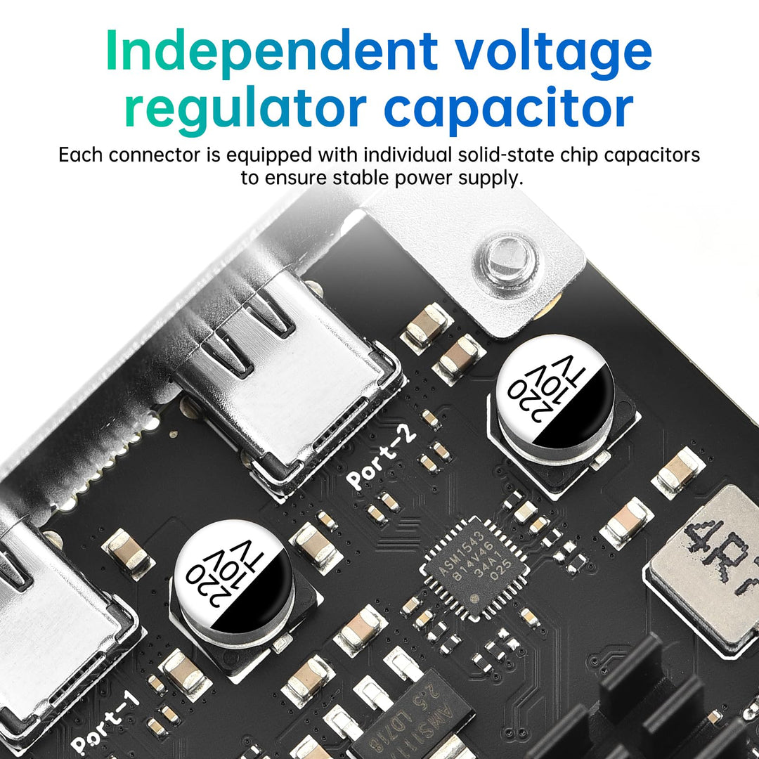 PCIE to USB 3.2 Expansion Card 10Gbps 2 USB C Ports Max Speed PCI-E Type C USB 3.2 Gen2 Card with Large-Area Heatsink USB Front Panel Adapter for Windows 11/10/8/7/XP/Linux/Mac OS