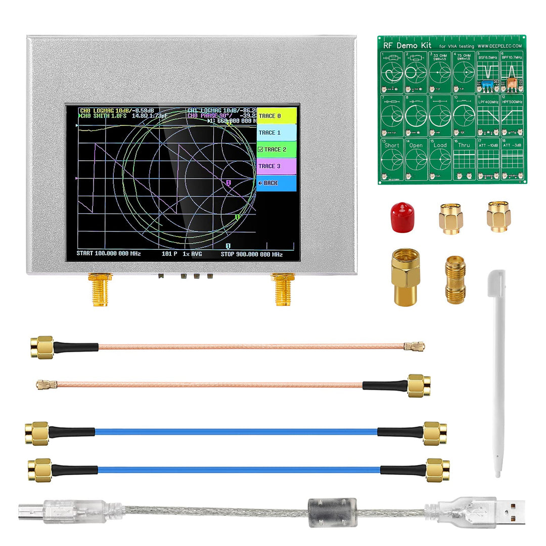 Upgraded NanoVNA V2 Plus4, 50 KHz-4 GHz Vector Network Analyzer with RF Test Board - 4 Touchscreen Antenna Analyzer 3200mAh, Measuring S Parameters HF VHF UHF SWR Phase Delay Smith Chart