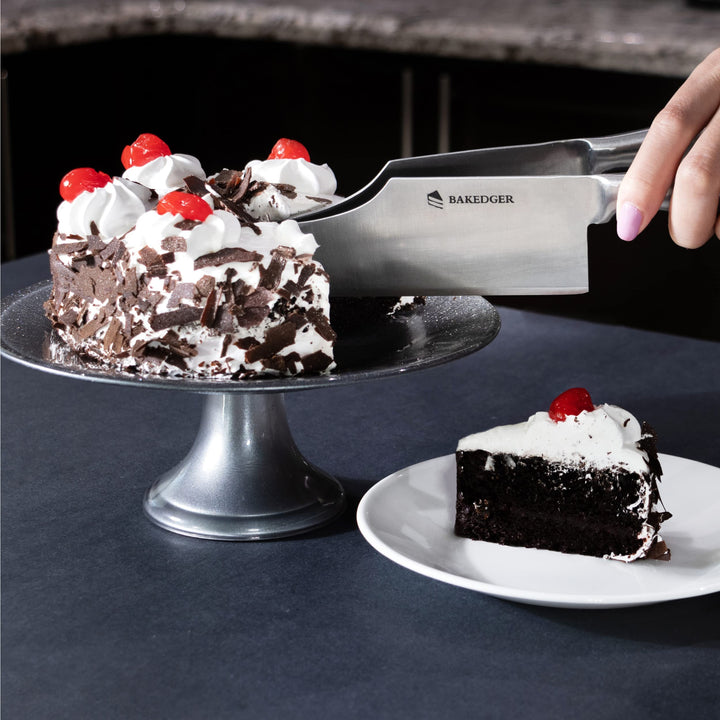 Cake knife slicer and cutter server stainless steel serving knife for Birthday party Wedding and all the Events Pie slicer Pastries Divider Desserts Lever, Patent Pending