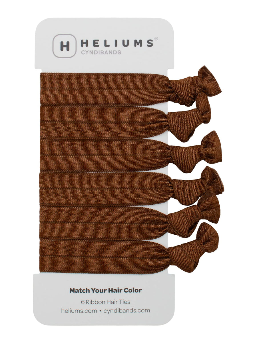 6 Medium Brown (Chocolate) : Knotted Less Crease Ribbon Gentle Elastic Hair Ties 6-Pack - Medium Brown (Chocolate)