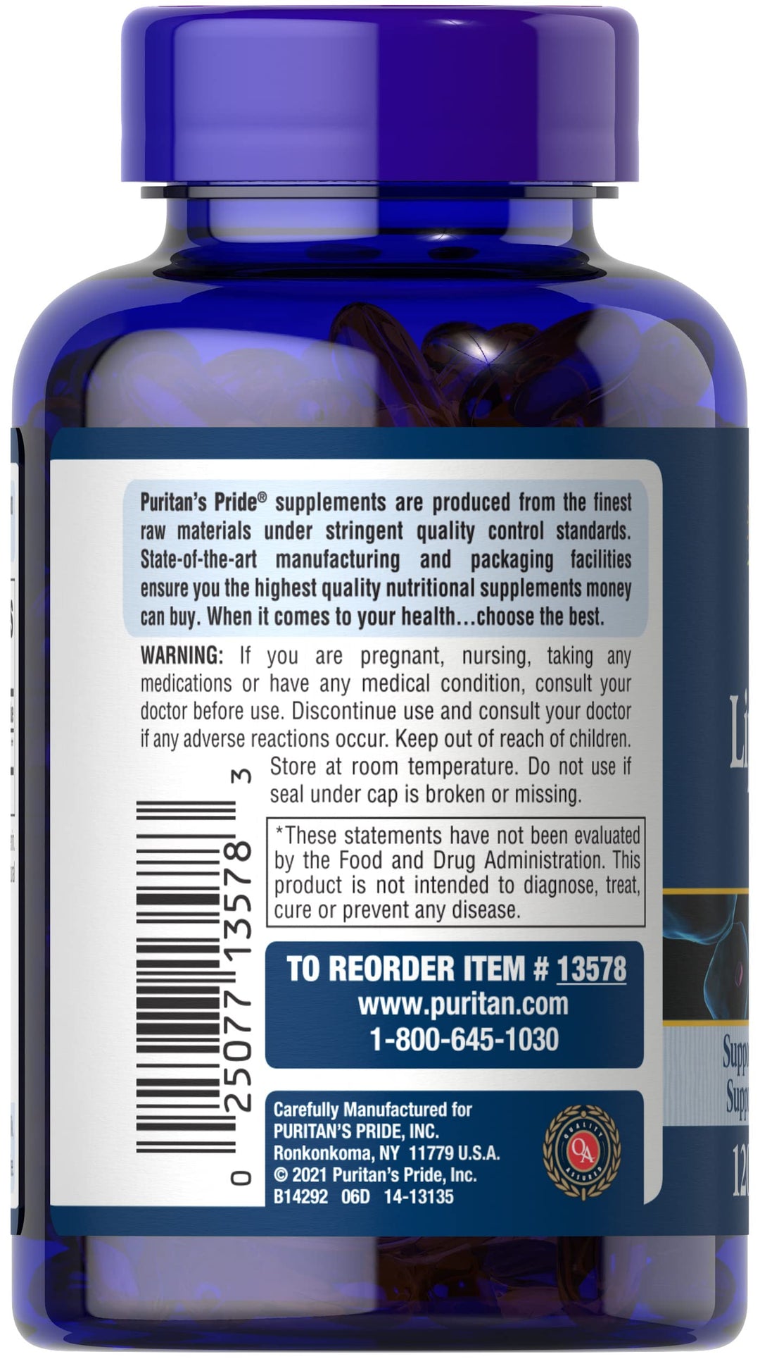 Puritan&#39;s Pride Alpha Lipoic Acid 300mg, Dietary Supplement for Antioxidant Health, Sugar, and Energy Metabolism Support, 4 Month Supply, 120 Rapid Release Softgels