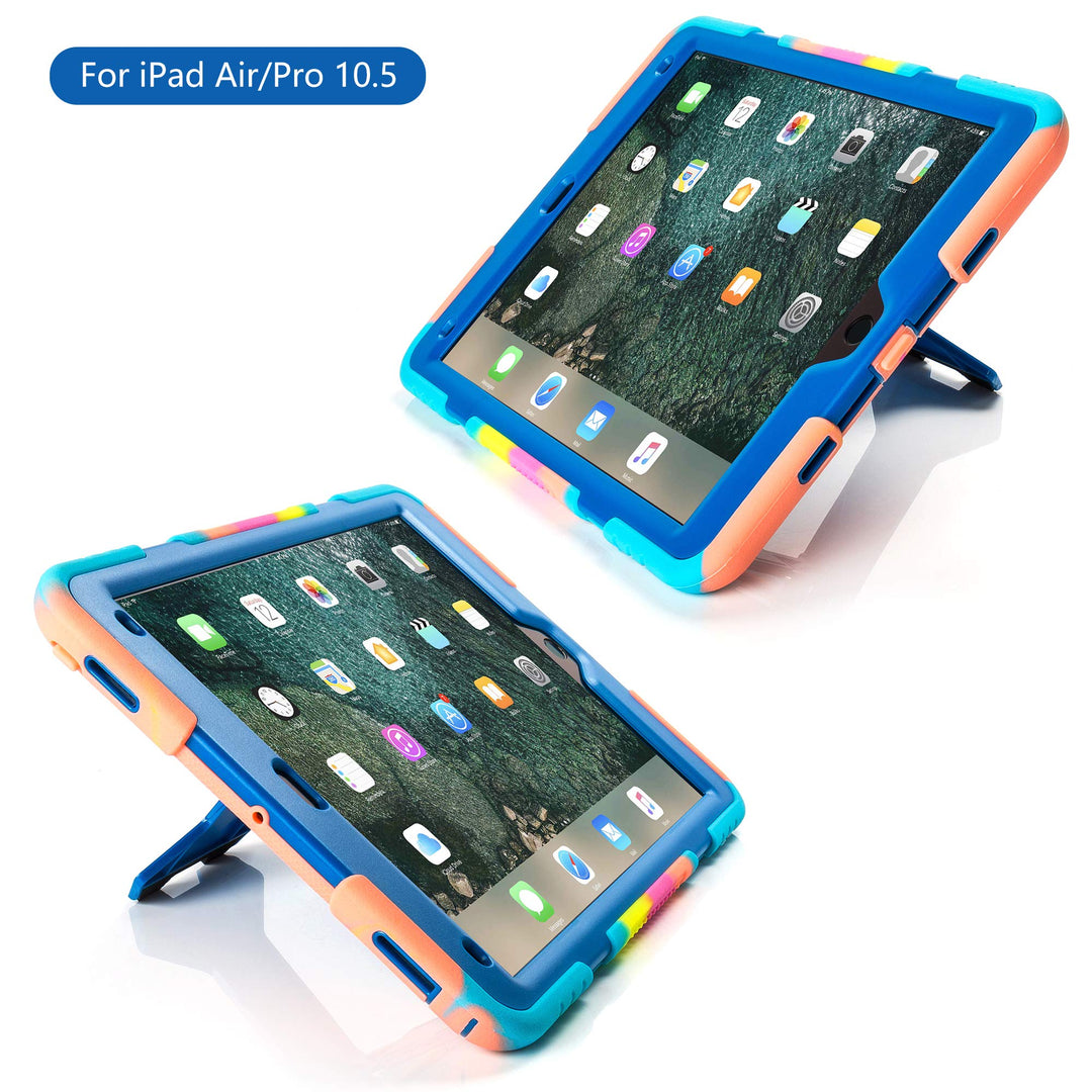 iPad Air 10.5 2019/iPad Pro 10.5 2017 Case Ultra Protective Rugged Cover with Kickstand for Kids Shockproof Impact Resistant - Icecream/Blue