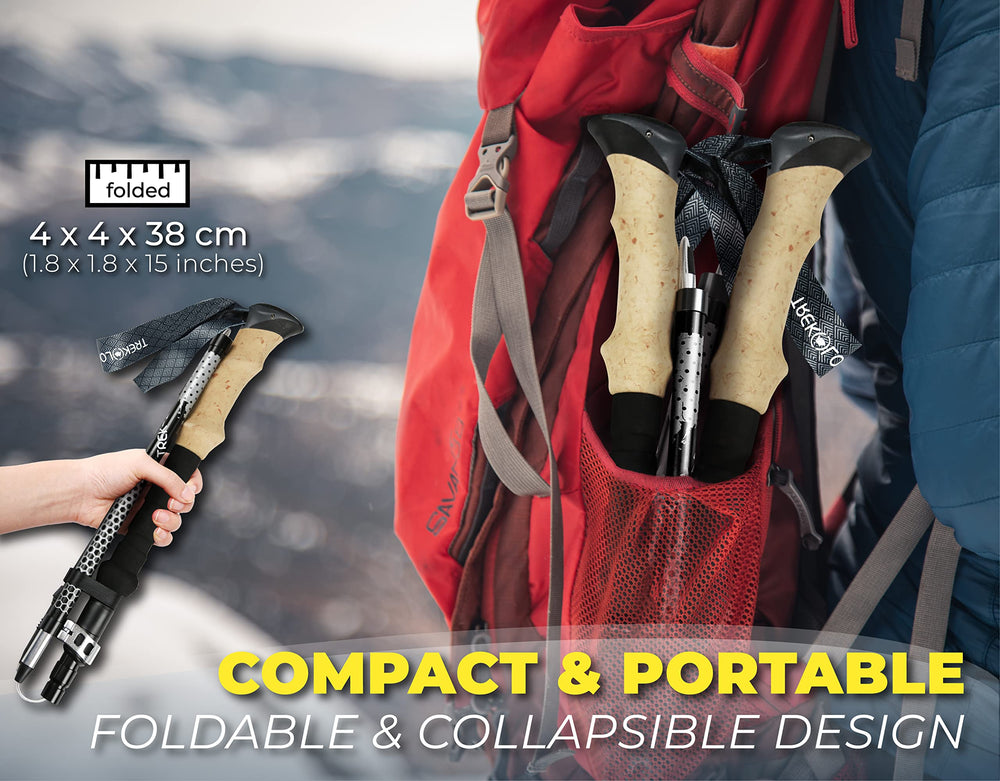 Trek-Z Collapsible Hiking & Trekking Poles - Balance Support for Seniors, Women, and Men, 2pc Per Set