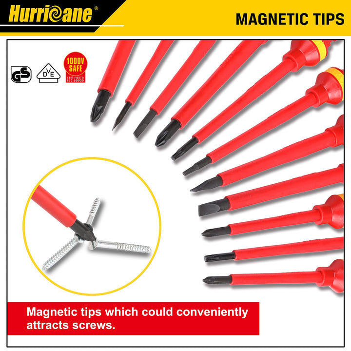 HURRICANE 1000V Insulated Electrician Screwdriver Set, 