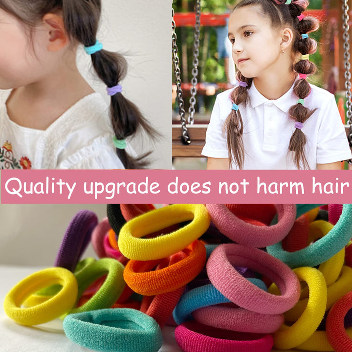 100 Pcs Baby Hair Ties, Seamless Cotton Toddler Hair Ties for Girls and Kids, Multicolor Small Soft Hair Elastics Ponytail Holders(10Colors)