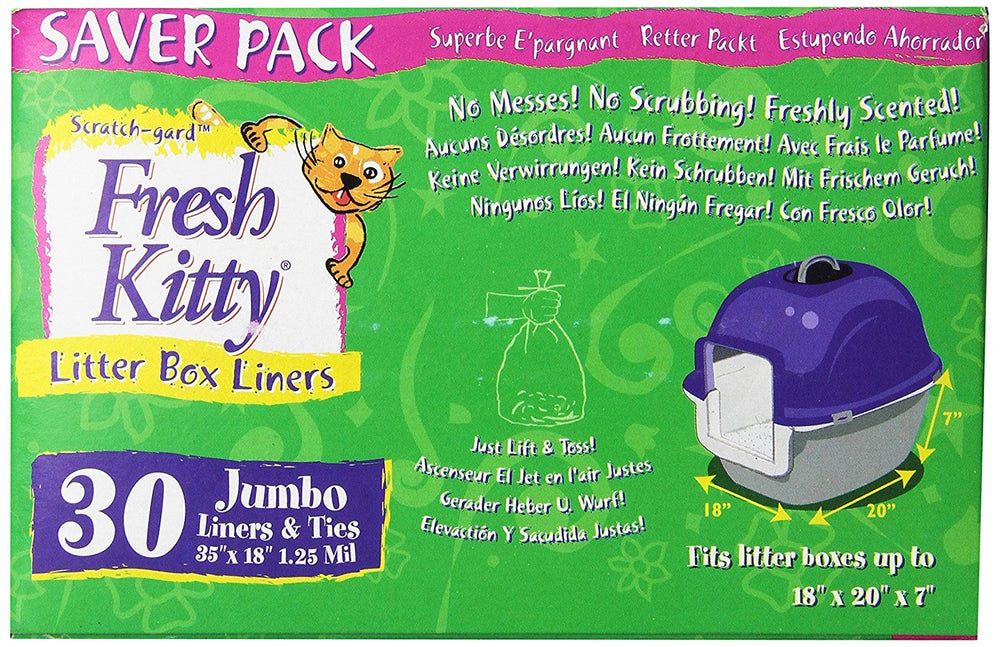 30 Count Litter Box Liners Super Thick, Durable, Easy Clean Up Jumbo Scented, Bags with Ties for Pet Cats