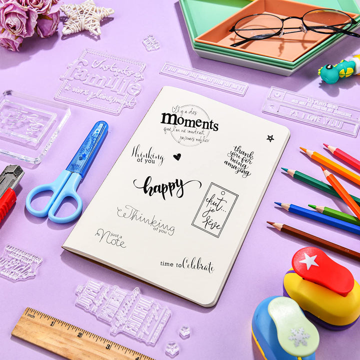 10 Pieces Words Theme Clear Stamps Silicone Stamp Cards Scrapbooking Stamps with Different Sentiments, Greeting Words Patterns for DIY Card Making Embossing Album Decor Crafting