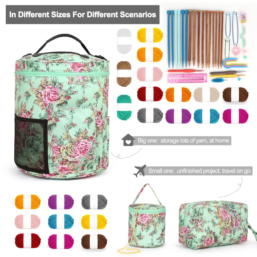 3 Packs Crochet Bag Organizer-Yarn Storage Bag with Adjustable Shoulder Strap-Travel Crochet Project Bags and Totes-Yarn Organizers and Storage-Knitting &amp; Crochet Supplies Christmas Gift