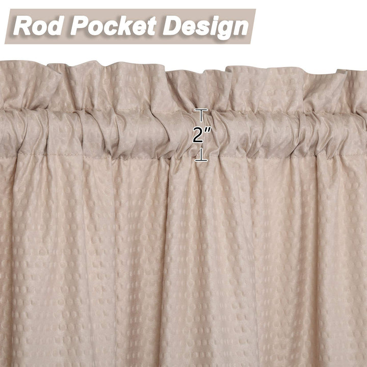 Cafe Curtains 24 Inch Length, Embossed Textured Soft Microfiber Rod Pocket Kitchen Tier Curtains for Windows Short Bathroom Window Curtains, Taupe, 30 Wx24 Lx2