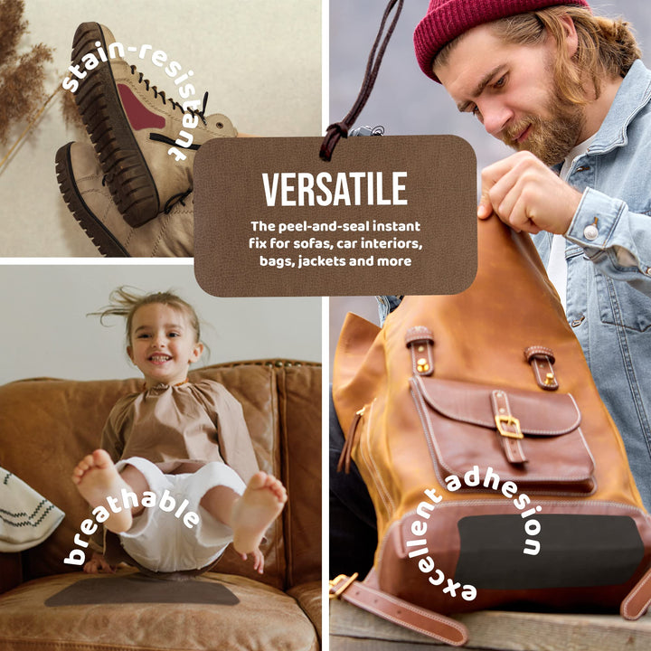 MastaPlasta Original Self-Adhesive Leather Repair Tape - Mid-Brown 60 x 4 (150x10cm). Instant Upholstery-Quality Scratch and Tear Repair on a Roll for Couches, Car Interiors, Bags, Vinyl &amp; More