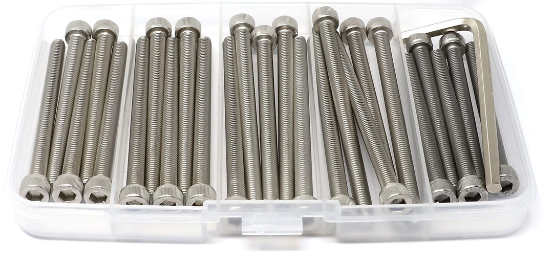 25 Pcs M5 x 60/65/70/75/80mm Thread Pitch 0.8 mm Stainless Steel 304 Hex Socket Head Cap Screws Bolts Assortment Kit