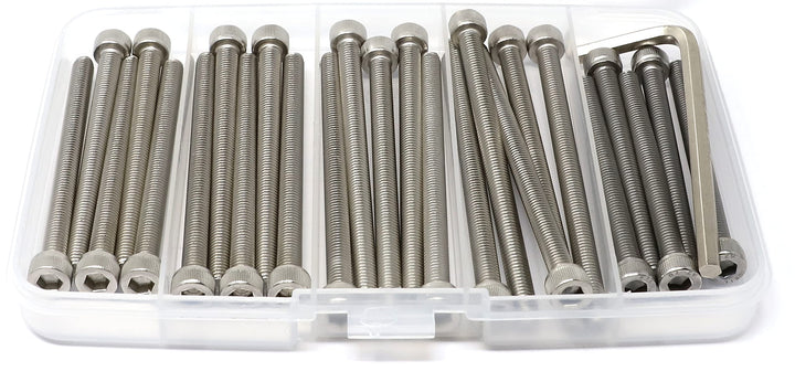 25 Pcs M5 x 60/65/70/75/80mm Thread Pitch 0.8 mm Stainless Steel 304 Hex Socket Head Cap Screws Bolts Assortment Kit