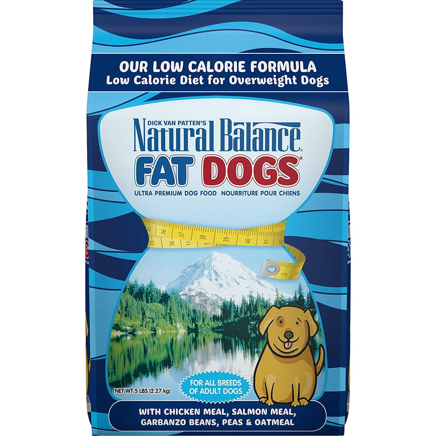 Fat Dogs Low Calorie Dry Dog Food, Chicken Meal, Salmon Meal, Garbanzo Beans, Peas & Oatmeal, 5 Pounds (Packaging May Vary)