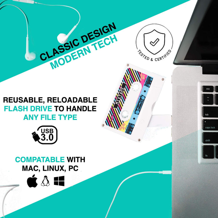 The Original MASHTAPE--Retro Mixtape Design, Cassette Tape USB Flash Drive 8GB