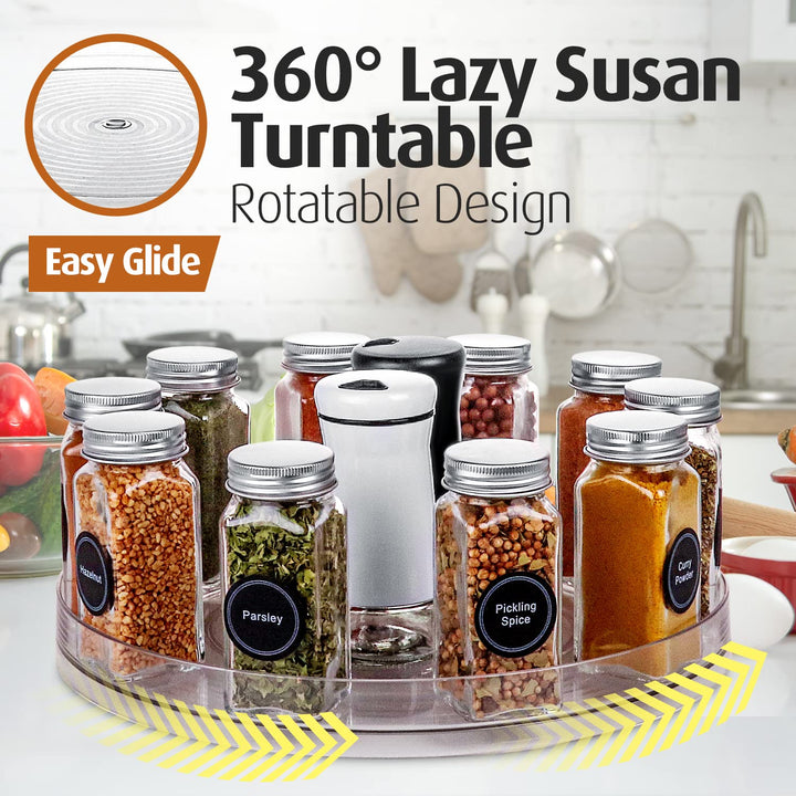 Lazy Susan Turntable Organizer - for Kitchen, Pantry, Cabinet, Dining Table, Refrigerator, Countertop - Clear Spinning Lay Susan- 9 Inches - (1)