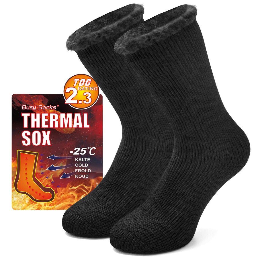 Winter Warm Thermal Socks for Men Women Extra Thick Insulated Heated Crew Boot Socks for Extreme Cold Weather, Medium, 1 Pair Black