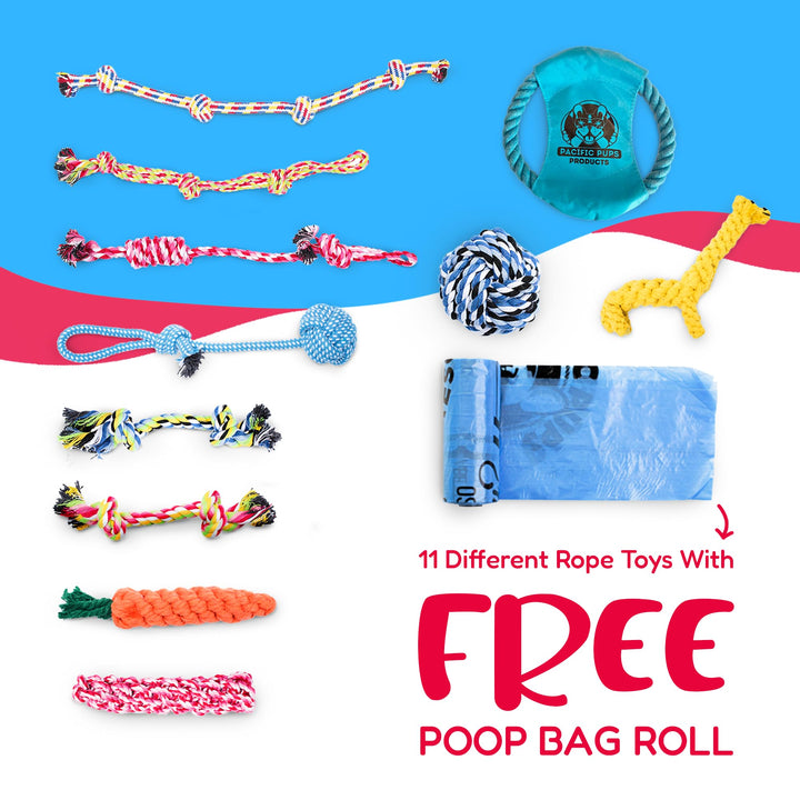 Rope Dog Toy Bundle - 11 Pack of puppy toys &amp; dog rope toys for Medium Dogs - Tug of War Dog Toys, Rope Chew Toys for Dogs, Puppy Rope Toys Teething, Dog Rope Toys for Small Dogs