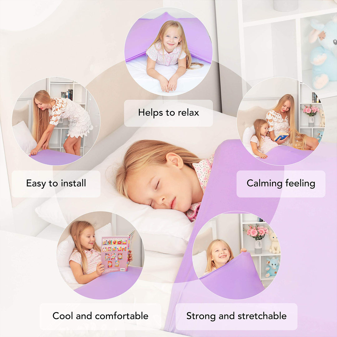 Sensory Compression Blanket | Lycra Bed Sheet for Kids & Adults | Deep Relaxing Feeling, Release Oxytocin | Helps with SPD, Anxiety, ADHD, Autism and More | Breathable, Cool & Stretchable | Queen Size