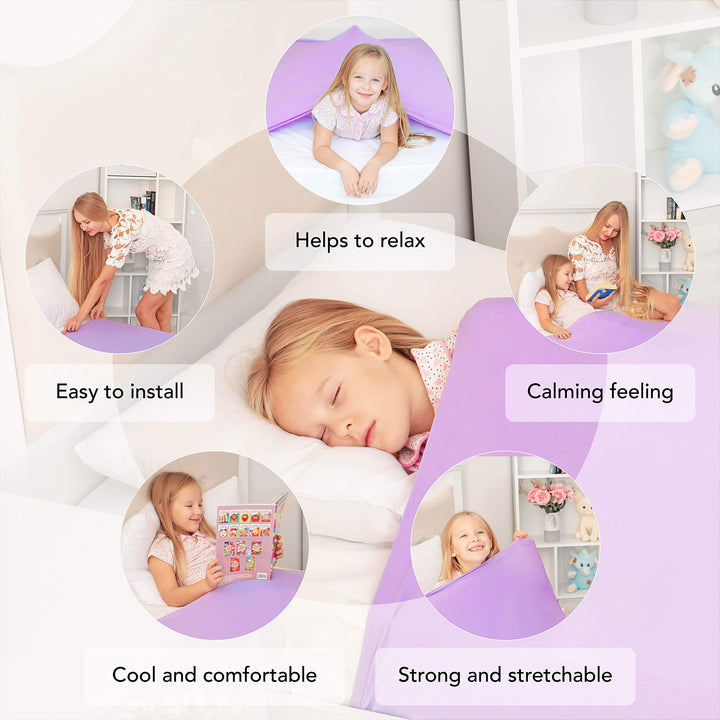 Sensory Compression Blanket | Lycra Bed Sheet for Kids & Adults | Deep Relaxing Feeling, Release Oxytocin | Helps with SPD, Anxiety, ADHD, Autism and More | Breathable, Cool & Stretchable | Queen Size