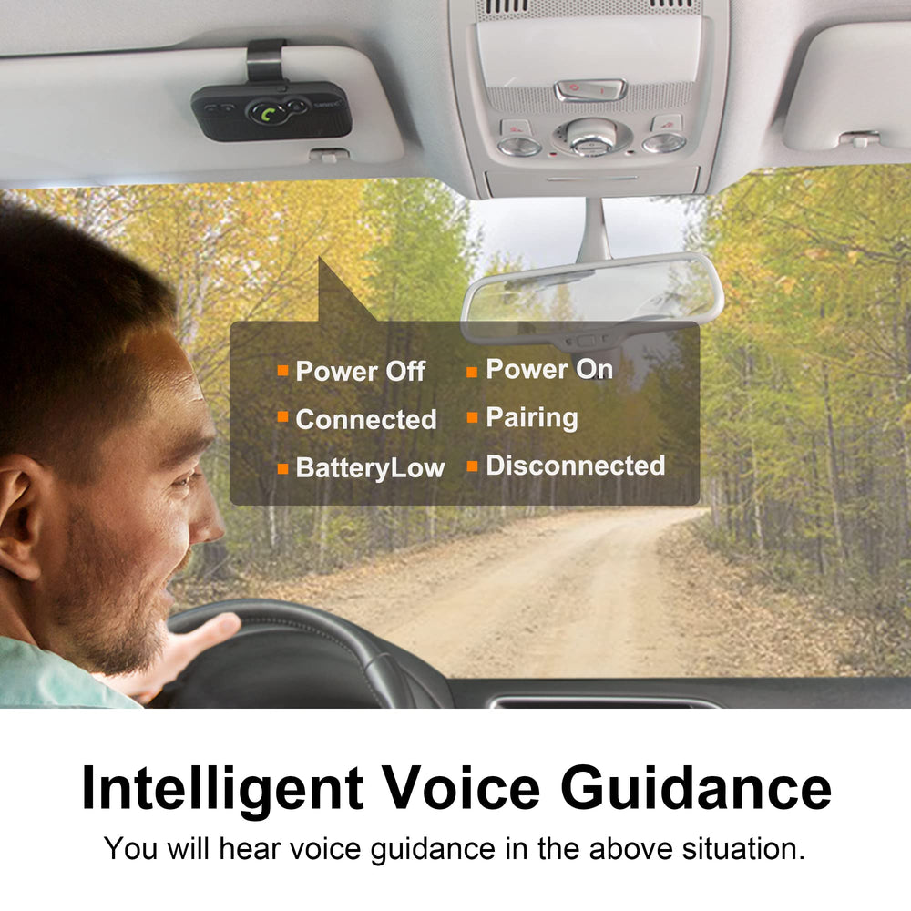 Bluetooth Car Speaker for Cell Phone, Handsfree Bluetooth Car Kit Motion AUTO ON Off Support Siri Voice Assistant Handsfree Speakerphone with Visor Clip - BC980P