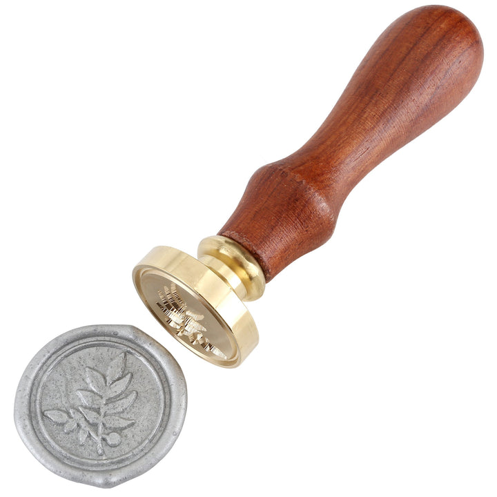 Wax Seal Stamp, Vintage Botanical Rosemary Brass Head Wooden Handle Removable Sealing Stamp