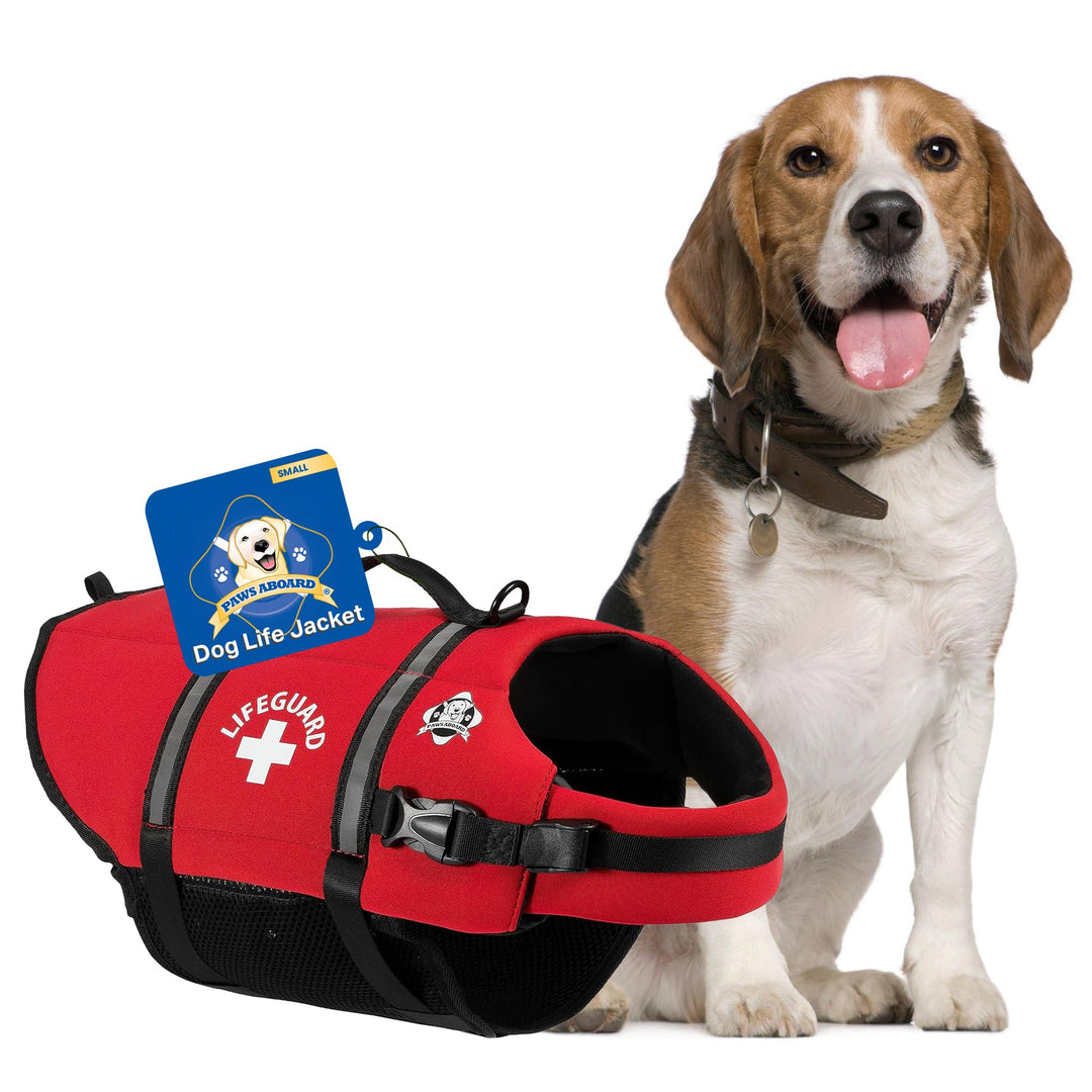 Dog Life Jacket - Keep Your Canine Safe with a Neoprene Life Vest for Swimming and Boating - Available in Different Sizes, Color and Design to Choose - Red, Small