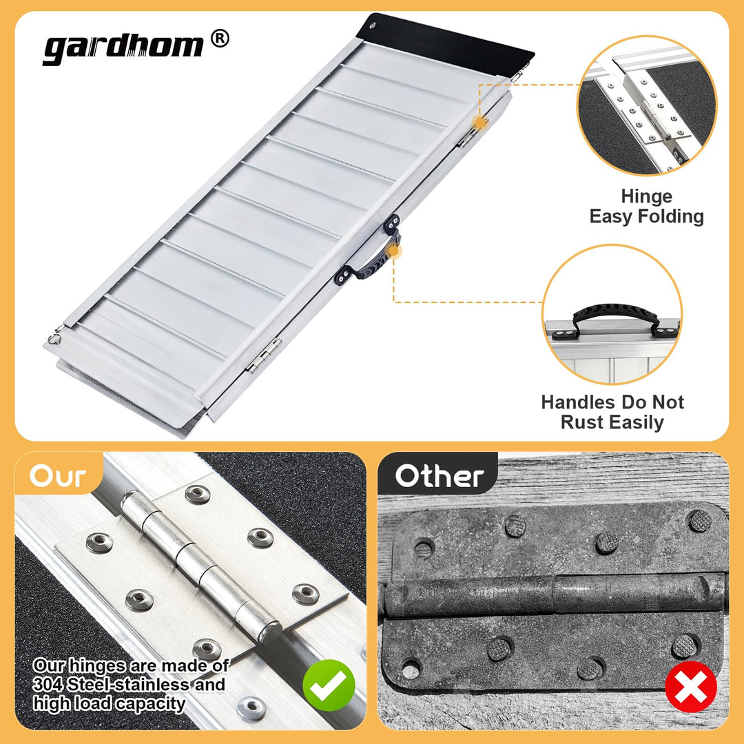 Portable Wheelchair Ramp 2FT, Anti-Slip Aluminum Folding Handicap Ramp Wheel Chair Ramp for Home Steps Wheelchair Ramps for Home Entrance Threshold Doorways Stairs Curbs Scooter