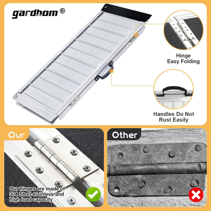 Portable Wheelchair Ramp 2FT, Anti-Slip Aluminum Folding Handicap Ramp Wheel Chair Ramp for Home Steps Wheelchair Ramps for Home Entrance Threshold Doorways Stairs Curbs Scooter