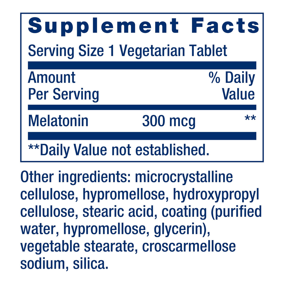 Melatonin 6 Hour Timed Release, 300 mcg, Extended-Release Formula for Gentle Sleep Support, Healthy circadian Rhythms, Cellular Defense, Gluten-Free, Non-GMO, Vegetarian, 100 Tablets