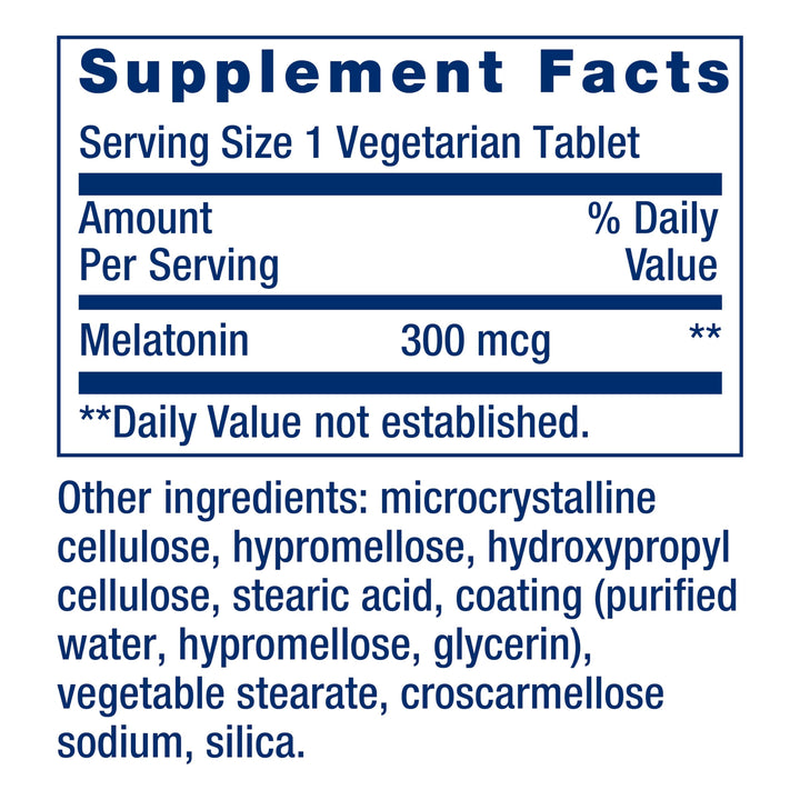 Melatonin 6 Hour Timed Release, 300 mcg, Extended-Release Formula for Gentle Sleep Support, Healthy circadian Rhythms, Cellular Defense, Gluten-Free, Non-GMO, Vegetarian, 100 Tablets