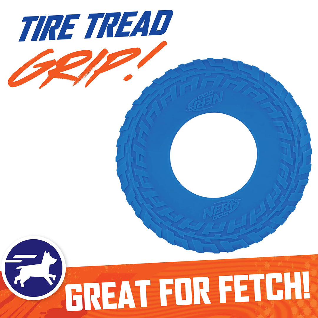 Tire Flyer Outdoor Dog Toy, 10 Inch Flying Disc Dog Fetch Toy, Rubber Dog Toy for Medium Dogs and Large Dogs, Blue