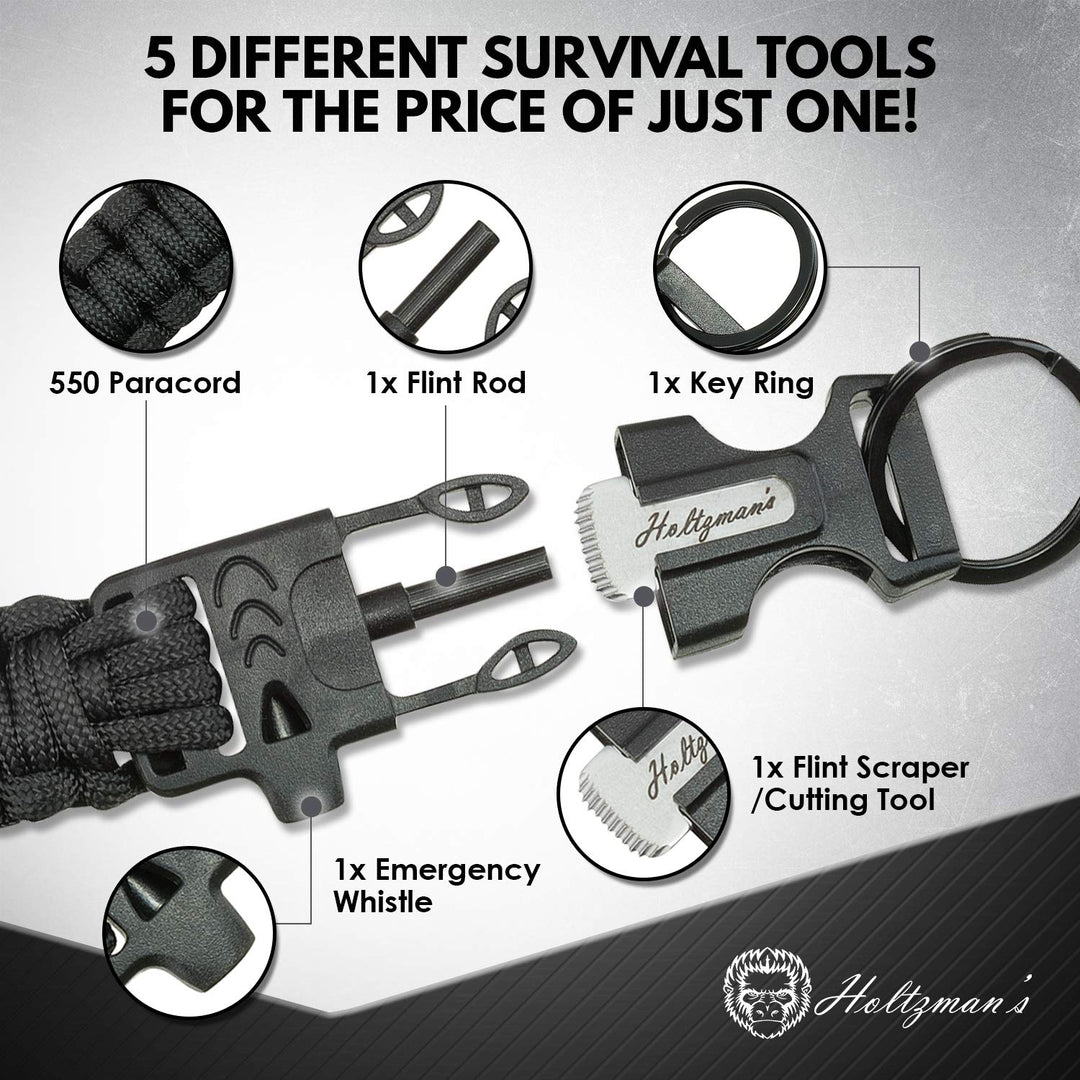 Ultimate 5-in-1 Paracord Keychain with Carabiner for Ca