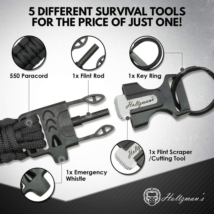 Ultimate 5-in-1 Paracord Keychain with Carabiner for Ca