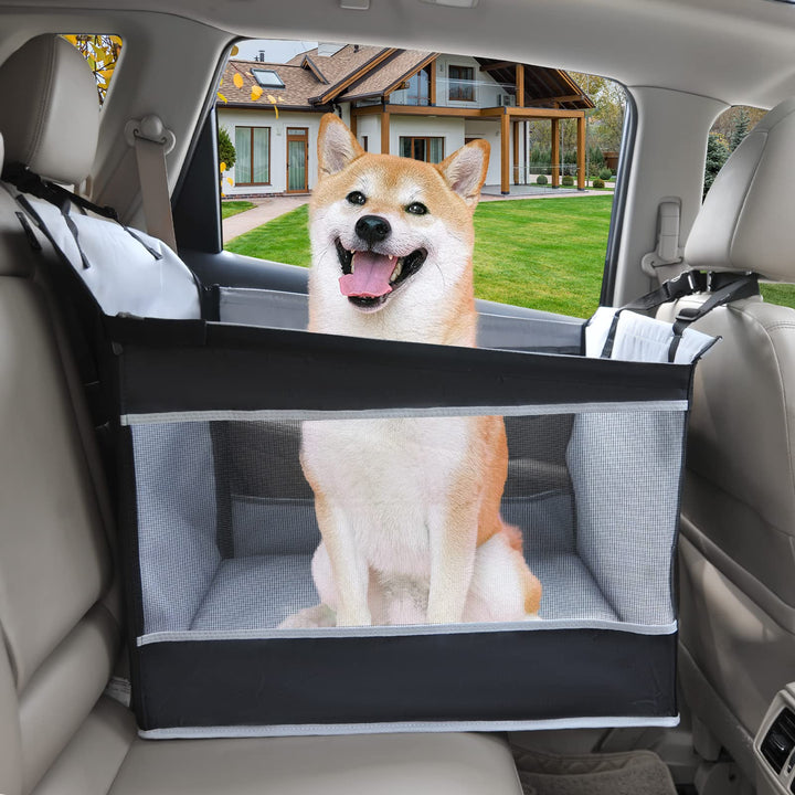 Dog Car Seat Medium Sized Dog, Car Seat for Dogs, Seat Extender with Waterproof Materials &amp; Breathable Mesh, Dog Seat Belt for Car, Giving Your Pets a Comfortable and Safe Road Trip (L Size, Grey)