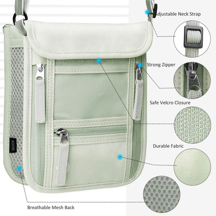 WALNEW Passport Holder Neck Pouch Travel Wallet for Wom